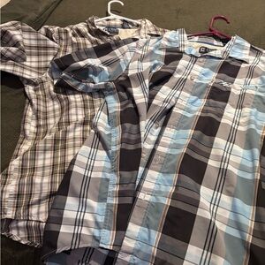 Chaps Men's Casual Plaid Button Down Shirts - Blue, Brown, and Gray